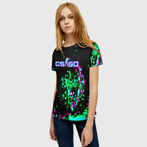 Женская футболка Counter strike neon skin / 3D-принт – фото 3