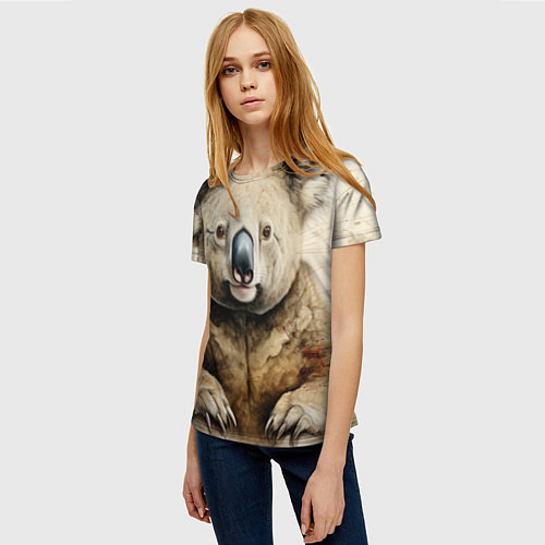 Женская футболка Коала в стиле диаграмм Давинчи / 3D-принт – фото 3