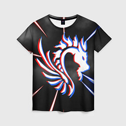 Футболка женская Трехцветный неоновый дракон, цвет: 3D-принт