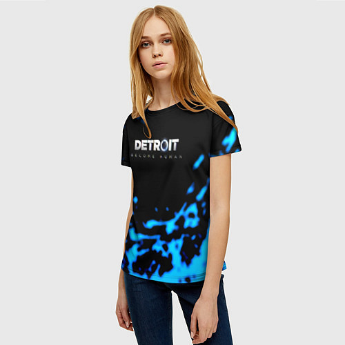 Женская футболка Detroit become human голубая кровь / 3D-принт – фото 3