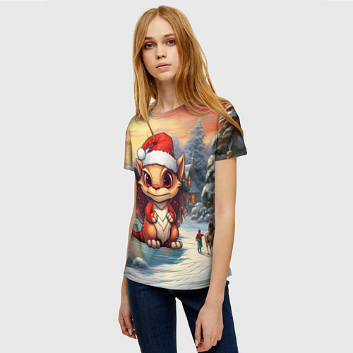 Женская футболка Новый год 2024 символ года дракон / 3D-принт – фото 3