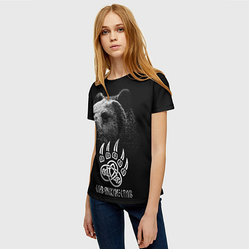 Женская футболка Медведь - славянский стиль / 3D-принт – фото 3