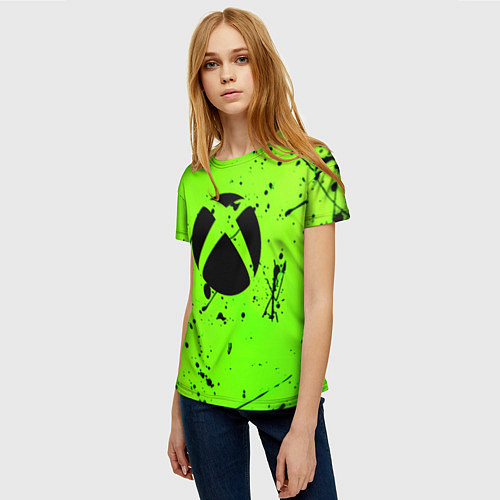 Женская футболка Xbox кислотный стиль / 3D-принт – фото 3