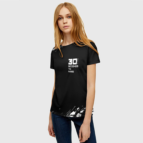 Женская футболка Thirty seconds to mars штрихи бенд / 3D-принт – фото 3