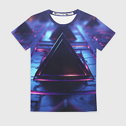 Футболка женская Неоновый абстрактный треугольник, цвет: 3D-принт