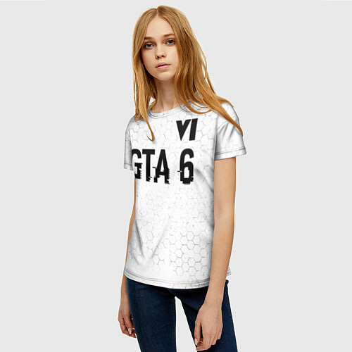 Женская футболка GTA 6 glitch на светлом фоне посередине / 3D-принт – фото 3