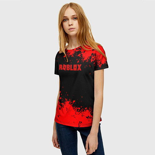 Женская футболка Роблокс краски красные / 3D-принт – фото 3