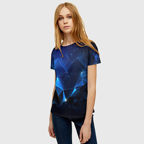 Женская футболка Синяя геометрическая абстракция / 3D-принт – фото 3