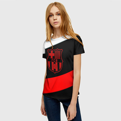 Женская футболка Barcelona stripes sport / 3D-принт – фото 3