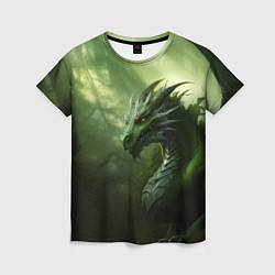 Футболка женская Зеленый лесной дракон символ 2024 года, цвет: 3D-принт