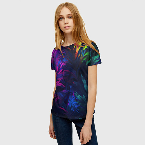 Женская футболка Абстрактный камуфляж в кислотных абстрактных пятна / 3D-принт – фото 3