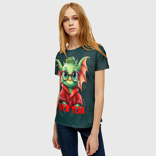 Женская футболка Маленький дракон / 3D-принт – фото 3