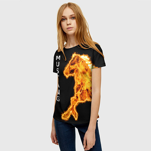 Женская футболка Mustang fire / 3D-принт – фото 3