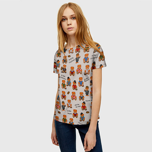 Женская футболка Персонажи слово пацана - мишки / 3D-принт – фото 3