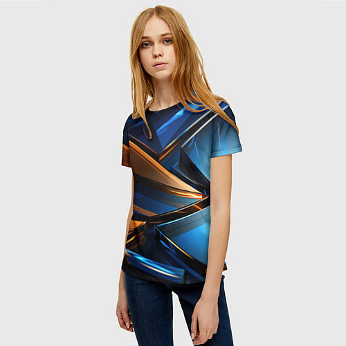 Женская футболка Синии стеклянные осколки / 3D-принт – фото 3