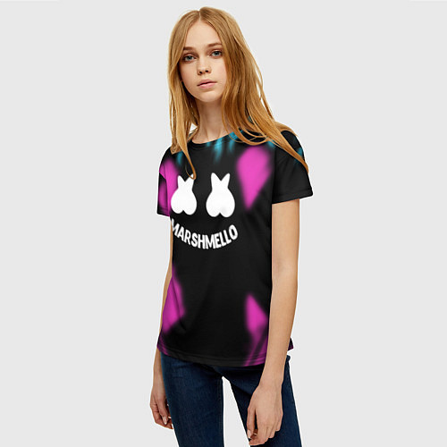 Женская футболка Маршмеллоу неон камсток / 3D-принт – фото 3
