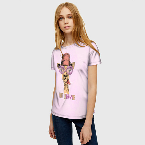 Женская футболка Гламурный жираф / 3D-принт – фото 3