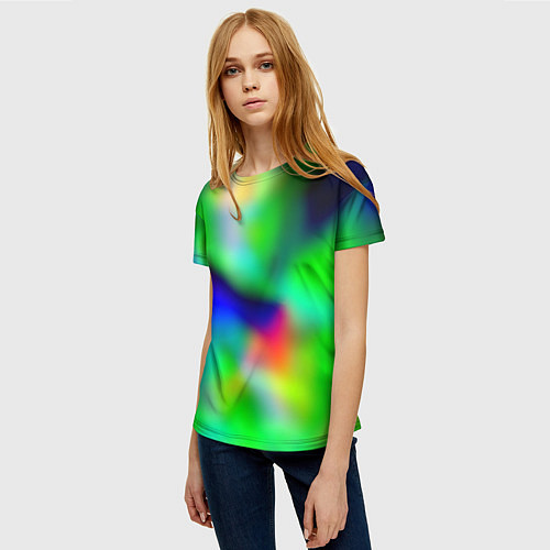 Женская футболка Психоделический неоновый градиент / 3D-принт – фото 3