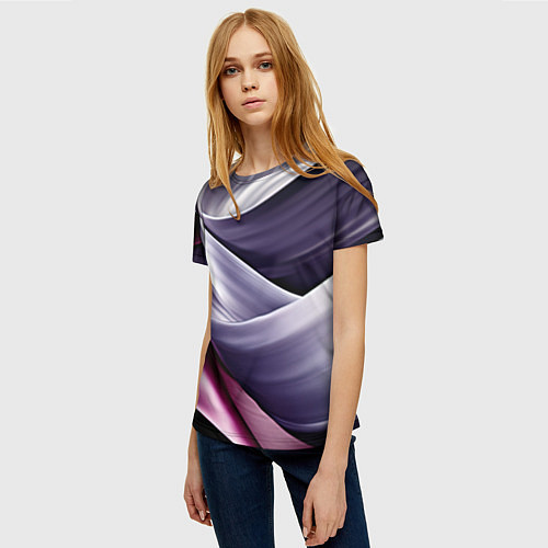 Женская футболка Абстрактные волнистые полосы / 3D-принт – фото 3