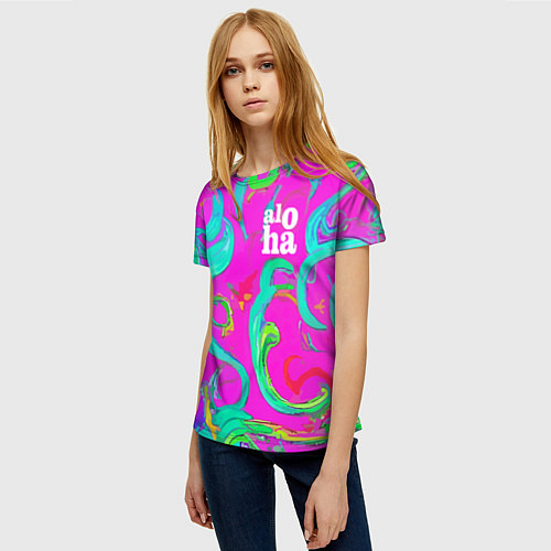 Женская футболка Abstract floral pattern - aloha / 3D-принт – фото 3