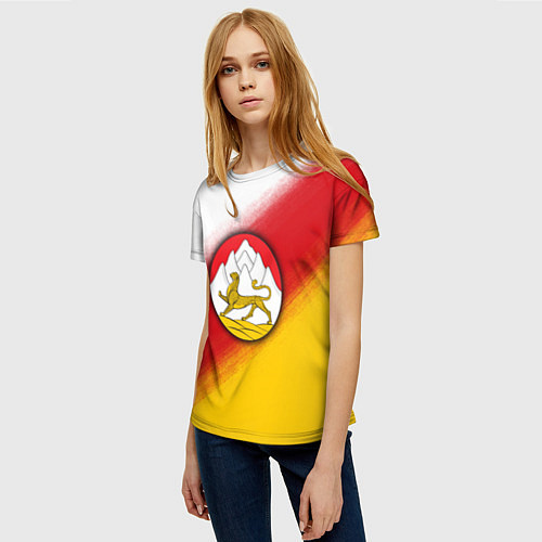 Женская футболка Герб Осетии на фоне / 3D-принт – фото 3