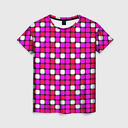 Футболка женская Розовые и белые квадраты, цвет: 3D-принт