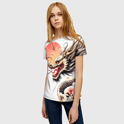 Футболка женская Японский дракон и солнце, цвет: 3D-принт — фото 2