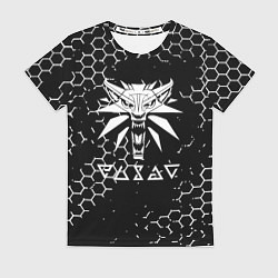 Футболка женская Ведьмак лого текстура соты, цвет: 3D-принт