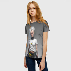 Футболка женская Блондинка в белой футболке Cyberpunk 2077, цвет: 3D-принт — фото 2