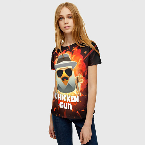 Женская футболка Чикен Ган - взрыв / 3D-принт – фото 3