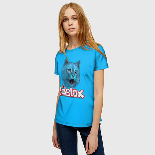 Женская футболка Roblox синий кот / 3D-принт – фото 3
