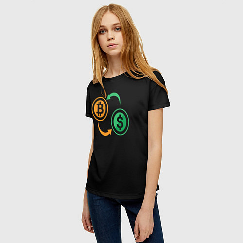 Женская футболка Криптовалюта биткоин и доллар / 3D-принт – фото 3