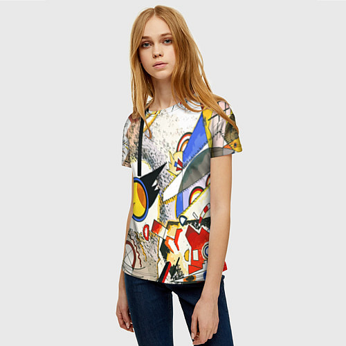 Женская футболка Кандинский картина - шумная акварель / 3D-принт – фото 3
