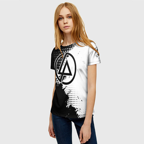Женская футболка Linkin park - черно-белая абстракция / 3D-принт – фото 3