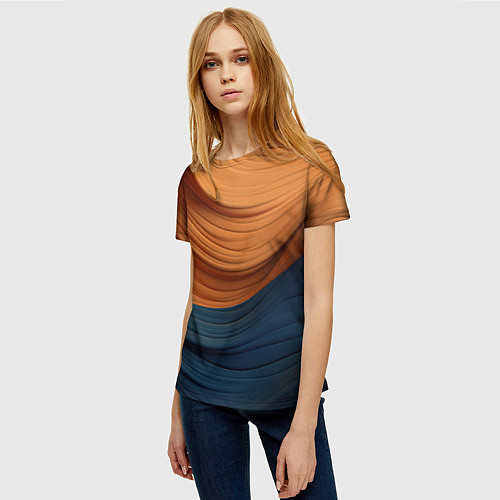 Женская футболка Оранжевая и синяя абстракция / 3D-принт – фото 3