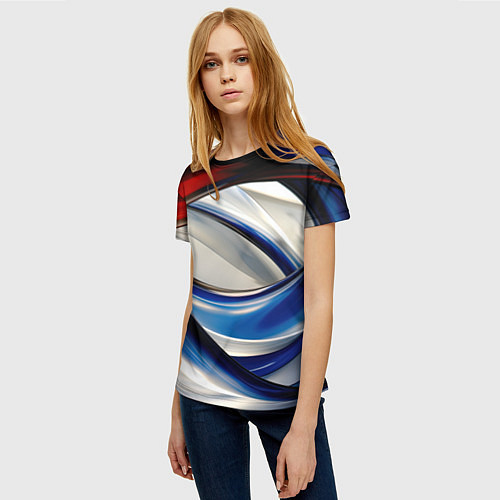 Женская футболка Изогнутая абстракция / 3D-принт – фото 3