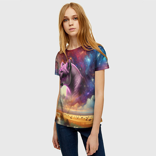 Женская футболка Небесный львица / 3D-принт – фото 3