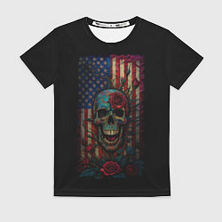 Футболка женская Skull - USA, цвет: 3D-принт
