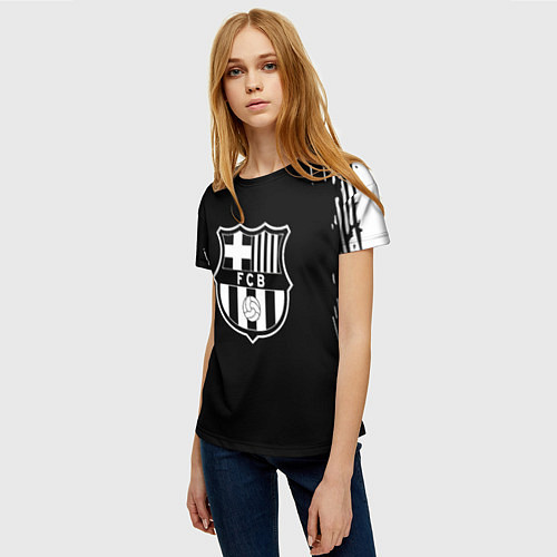 Женская футболка Barcelona белые краски текстура / 3D-принт – фото 3