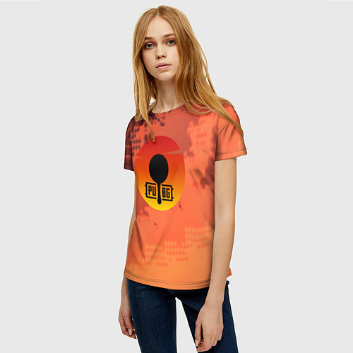 Женская футболка PUBG game orange / 3D-принт – фото 3