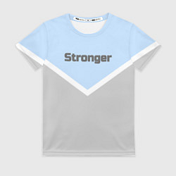 Футболка женская Stronger серо-голубой, цвет: 3D-принт
