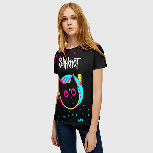 Женская футболка Slipknot - rock star cat / 3D-принт – фото 3