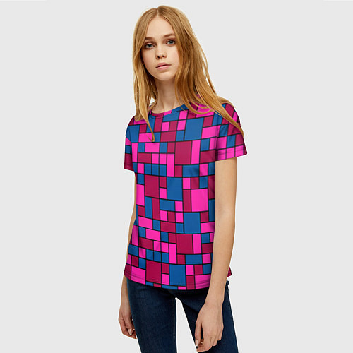 Женская футболка Геометрические цветные фигуры / 3D-принт – фото 3