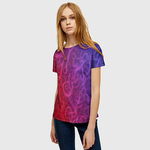 Женская футболка Вихревые узоры на градиенте / 3D-принт – фото 3