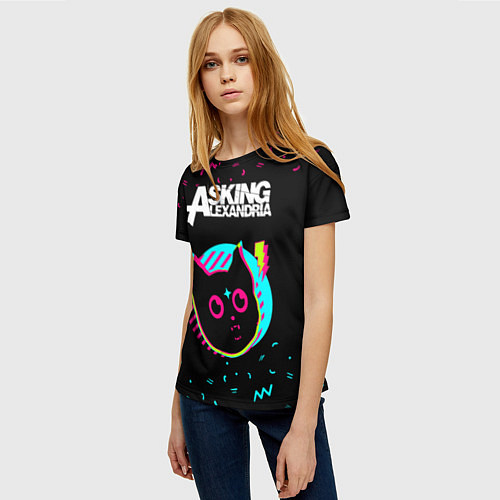 Женская футболка Asking Alexandria - rock star cat / 3D-принт – фото 3