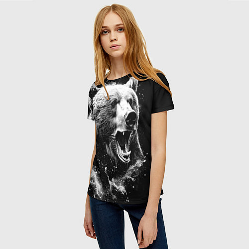 Женская футболка Медведь на охоте / 3D-принт – фото 3