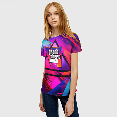 Женская футболка GTA 6 logo абстракция / 3D-принт – фото 3