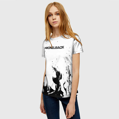 Женская футболка Nickelback серый дым рок / 3D-принт – фото 3