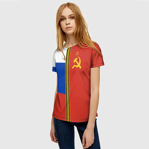 Женская футболка Россия и СССР / 3D-принт – фото 3