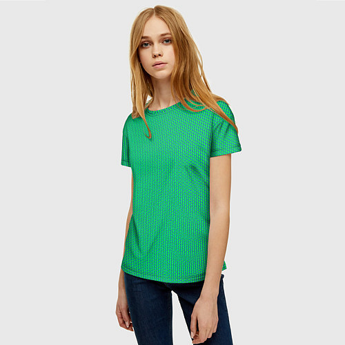 Женская футболка Паттерн салатовый шестигранник / 3D-принт – фото 3